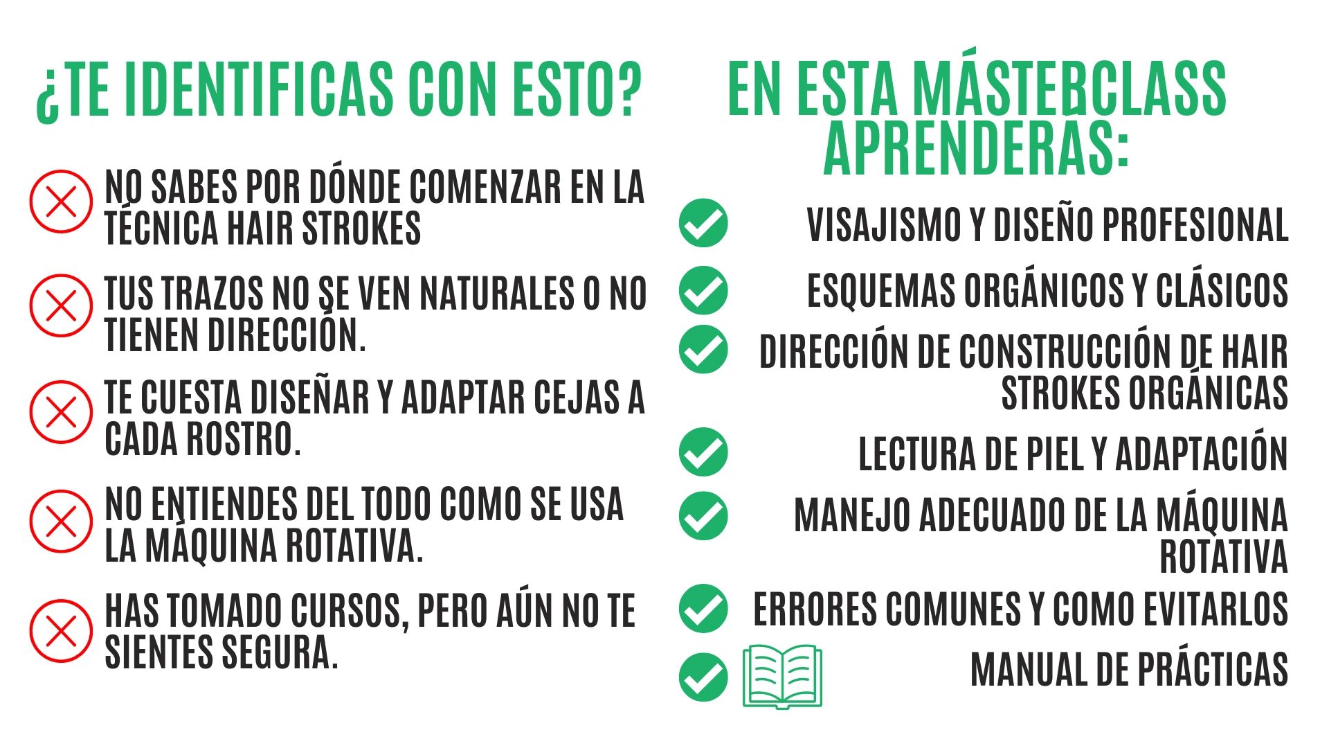 Comparación entre dificultades en técnica hair strokes y aprendizajes en una másterclass especializada.