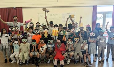 Maidenhall Primary School children make face masks in the STREETS Camp