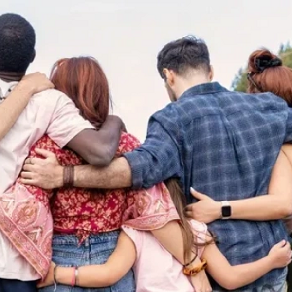 people connecting and hugging