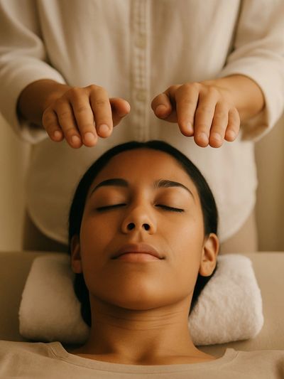 Woman receiving a Reiki treatment