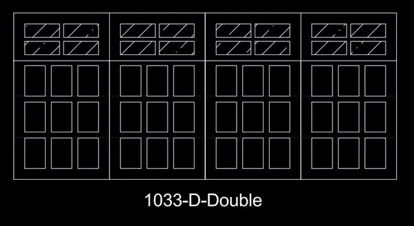 Architectural blueprint of a 1033-D-Double window design with multiple panes.