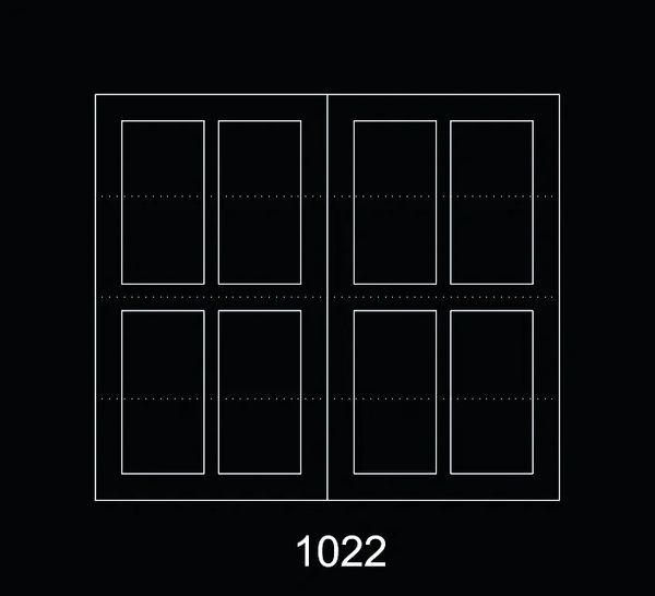 Diagram of eight rectangular sections in a grid with the number 1022 below.