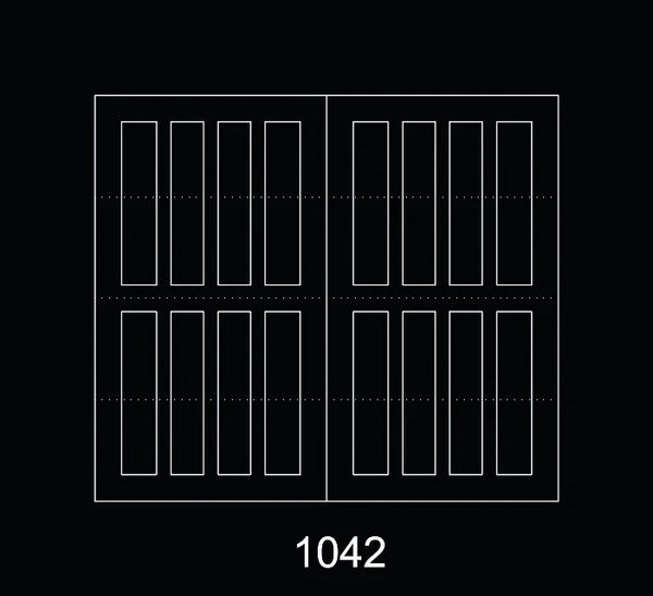 Minimalist digital graphic with rectangular shapes and the number 1042.