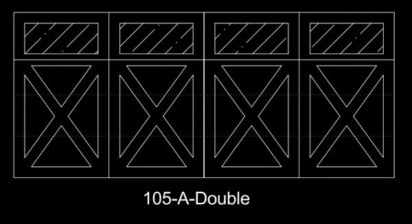Architectural blueprint of a four-section window labeled 105-A-Double.