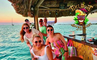 Don't forget your sunglasses for the best view on a Tiki Boat Adventures Key West Sunset Cruise