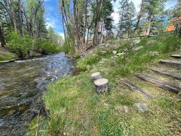 Looking down Chalk Creek from the edge of the creek below the hot spring.