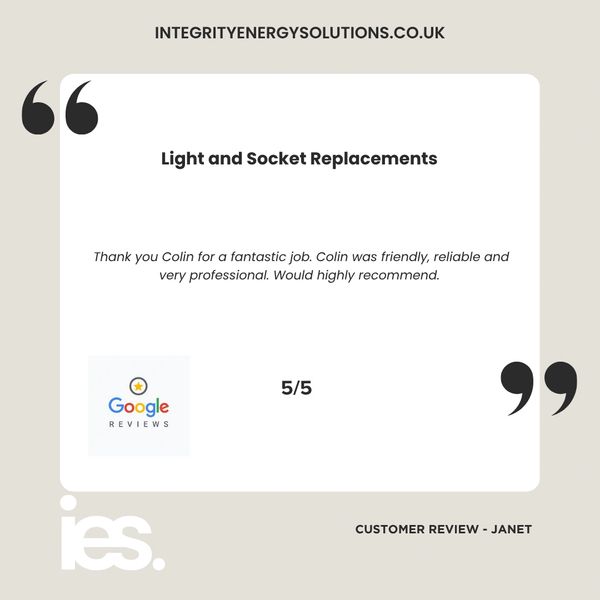 Light and Socket Replacements, Integrity Energy Solutions, Customer Review, Google, Renewables