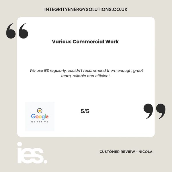 Various Commercial Works, Integrity Energy Solutions, Customer Review, Google, Renewables