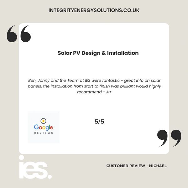 Solar PV Design Installation, Integrity Energy Solutions, Customer Review, Google, Renewables