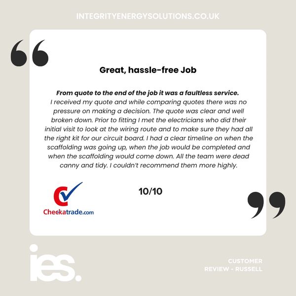 Solar install and Board Works, Integrity  Energy Solutions, Customer Review, Checkatrade