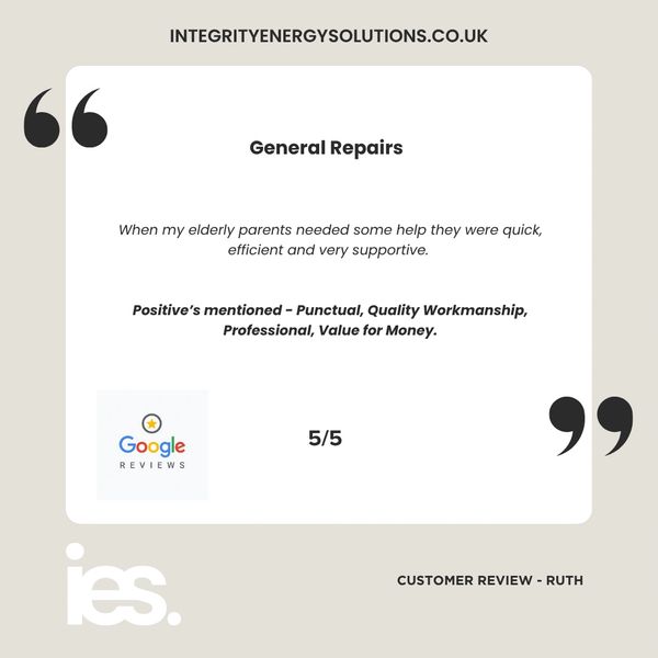 General Repairs, Integrity  Energy Solutions, Customer Review, Google, Renewables