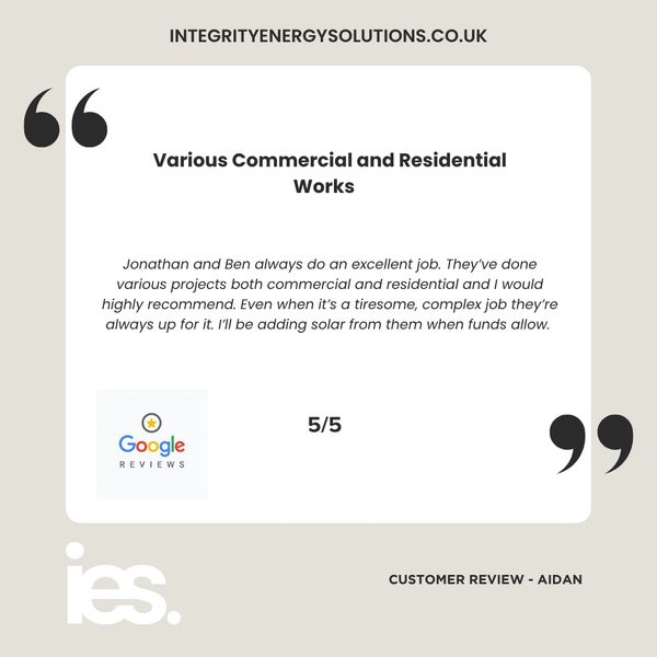 Commercial and Residential Works, Integrity  Energy Solutions, Customer Review, Google, Renewables