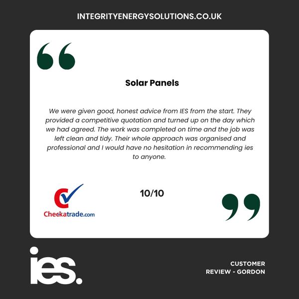 Solar Panels, Integrity Energy Solutions, Customer Review, Checkatrade, Renewables