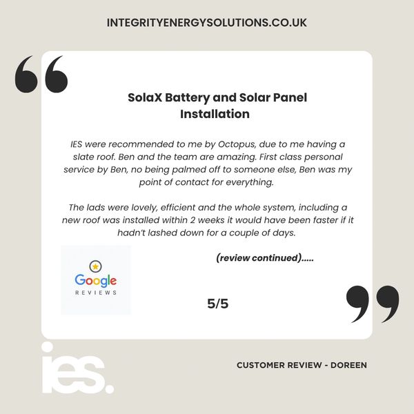 SolaX Battery and Solar Install, Integrity  Energy Solutions, Customer Review, Google, Renewables