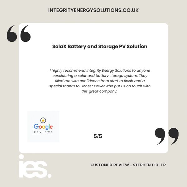 SolaX Battery and Solar Install, Integrity  Energy Solutions, Customer Review, Google, Renewables