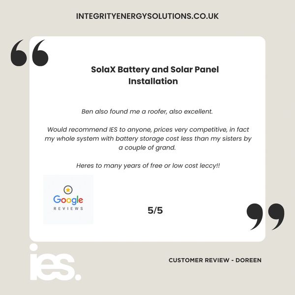 SolaX Battery and Solar Install, Integrity  Energy Solutions, Customer Review, Google, Renewables