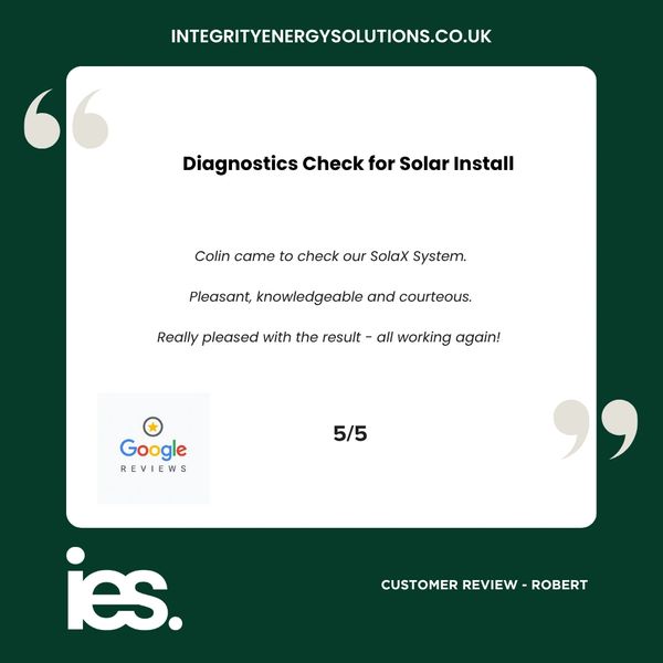 Diagnostics Check Solar Install, Integrity  Energy Solutions, Customer Review, Google, Renewables