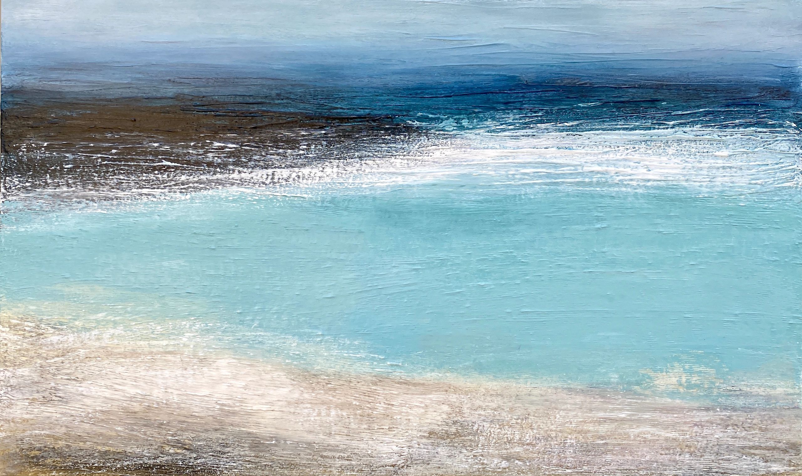 a large scale atmospheric painting of the sea, colours of Cornwall