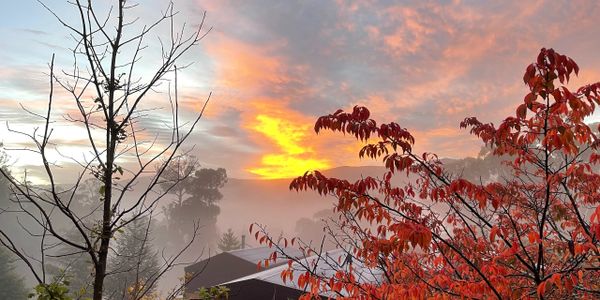 Sunrise over the snowy mountains