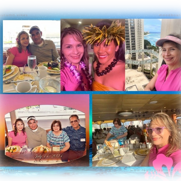 Photo collage of a woman's vacation moments.