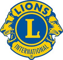 The Lions International logo, which has two yellow and blue lions.