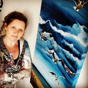 seagulls, artist, island drifters, artwork
