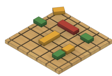 3D printed strategy and puzzle game, with rotating and sliding cars, inspired from the game Rush Hou