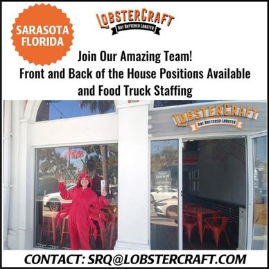LobsterCraft
28A s. Blvd of Presidents
941-346-6325

Employment Opportunity
SRQ@LobsterCraft.com