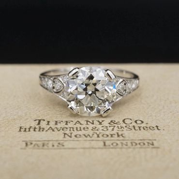 Antique Tiffany & Co. diamond engagement ring, platinum, 2.15ct GIA Eco Estate Jewelry, Lakeway TX