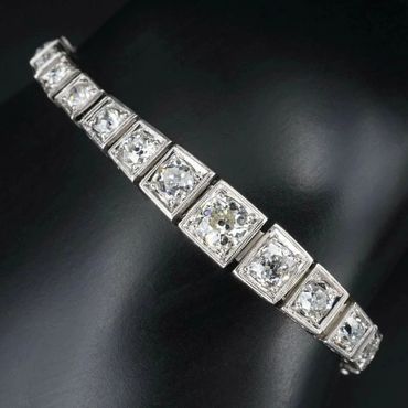 Antique platinum diamond tennis bracelet, 7ctw old mine-cut — estate jewelry near Austin