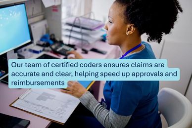Medical coder working on claims accuracy.