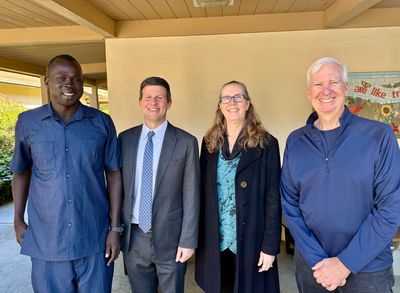 Gabriel Akim Nyok with Pastor David Watermulder of Presbyterian Church of Los Gatos and Helping Hand