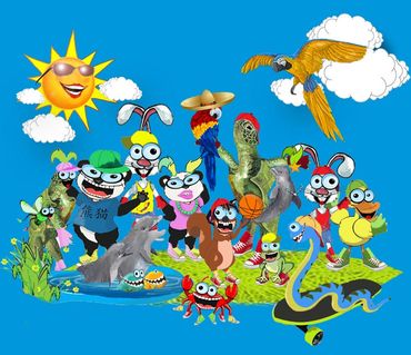 Children creating vibrant animal paintings during art class