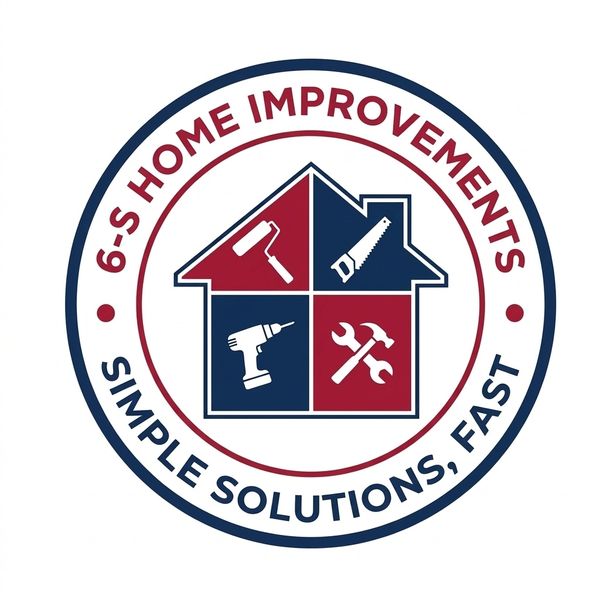 Logo for 6-S Home Improvements with tools and slogan.