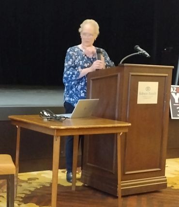 Susan Brunell leads the August meeting of RRAZRC