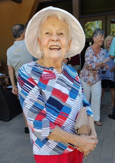 Barbara Englehart in red, white and blue