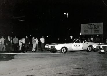 Route 5 in Sherrill, NY on September 8, 1969 - two Sherrill police cars in foreground.
