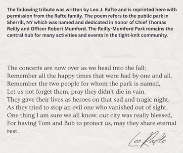 Poem by Leo Rafte - a tribute to Chief Thomas Reilly and Officer Robert Mumford, Sr.