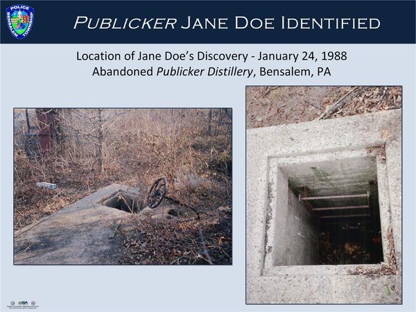 Publicker Distillery well where skeletal remains discovered in 1988; Photo: Bensalem, PA PD