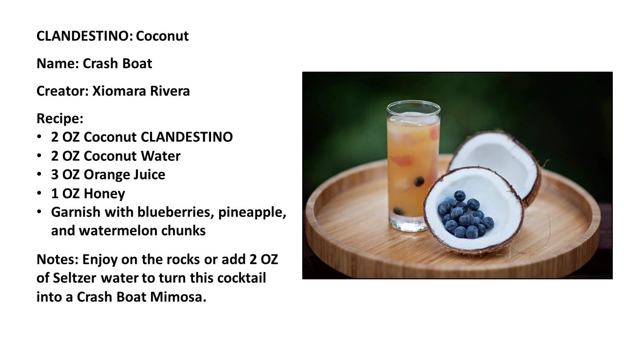 Crash Boat cocktail recipe using Coconut Clandestino