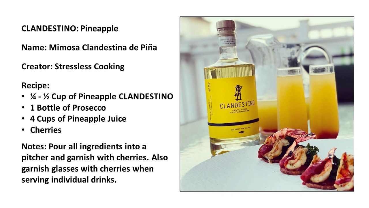Mimosa Clandestina de Piña cocktail recipe featuring Pineapple Clandestino