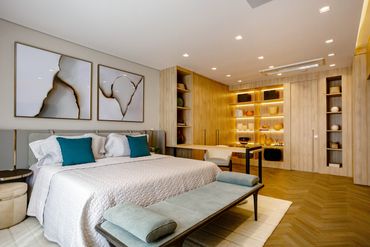 Fotografia de quarto decorado, pronto para morar