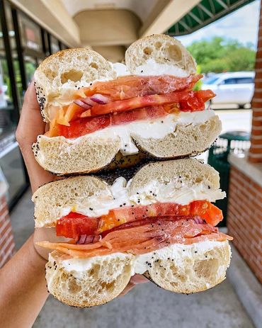 Nova, tomato and cream cheese on your choice of bagel
