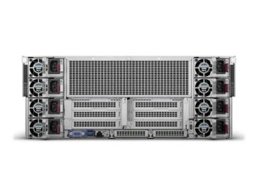 Rear view of a server with multiple cooling fans and expansion slots.