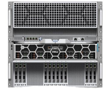Front view of a Dell server rack unit.