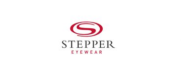 Logo of Stepper Eyewear with a stylized red 'S'.