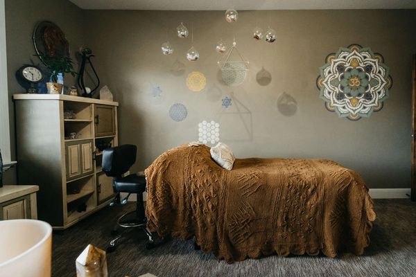 healing bed in healing room to work on clients