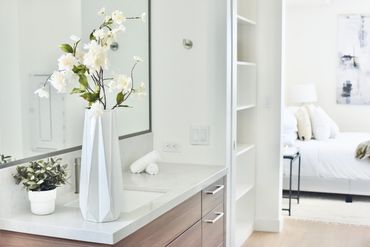 8900 Ramsgate - Custom Light Framed Mirrors in Bathrooms