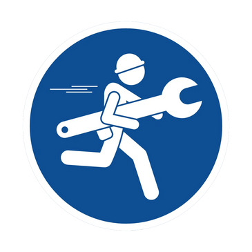 a man running with a wrench