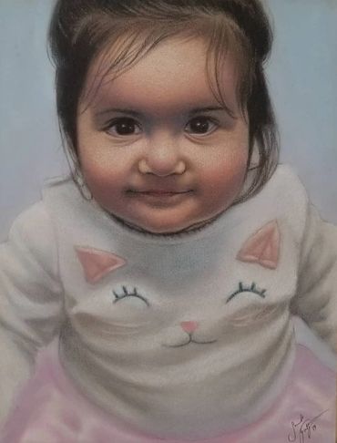 pastel portrait of a baby